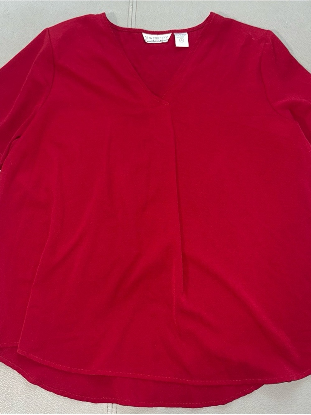 new directions Red V-Neck Women's Blouse